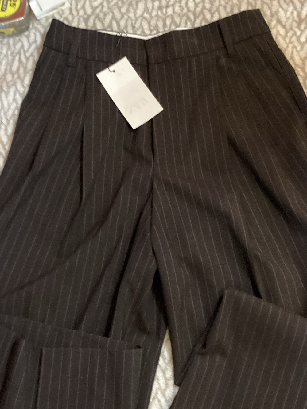 Zara Dark Brown Pinstripe Trousers